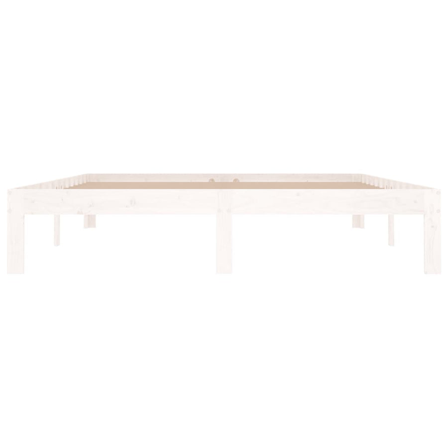 Bedframe Massief Hout King Size 150 x 200 cm Wit