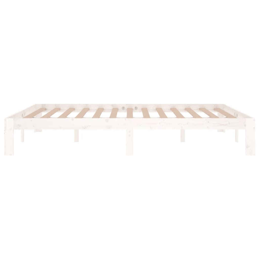Bedframe Massief Hout King Size 150 x 200 cm Wit