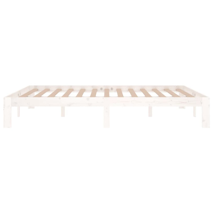 Bedframe Massief Hout King Size 150 x 200 cm Wit