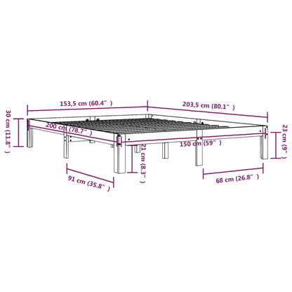 Bedframe Massief Hout King Size 150 x 200 cm Wit