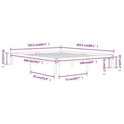 Bedframe Massief Grenenhout 160 x 200 cm Wit