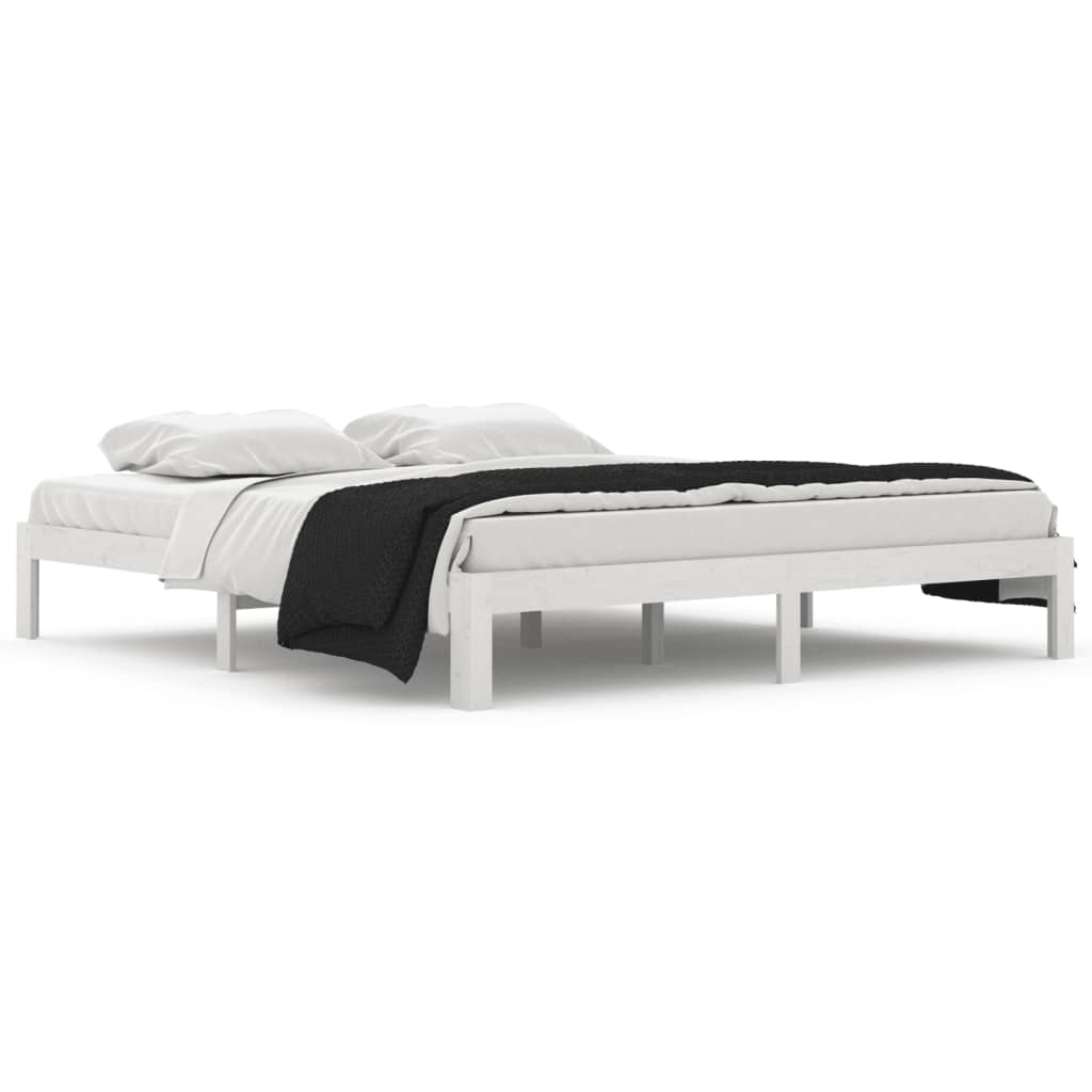 Bedframe Massief Hout Super King 180 x 200 cm Wit