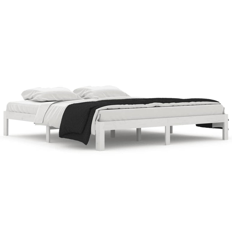 Bedframe Massief Hout Super King 180 x 200 cm Wit