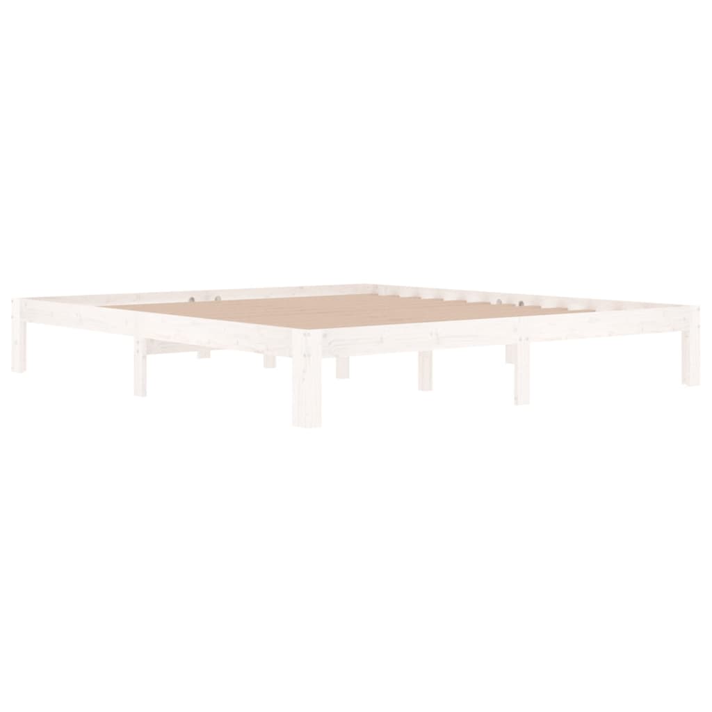 Bedframe Massief Hout Super King 180 x 200 cm Wit
