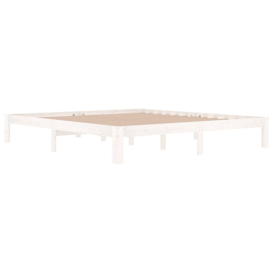 Bedframe Massief Hout Super King 180 x 200 cm Wit
