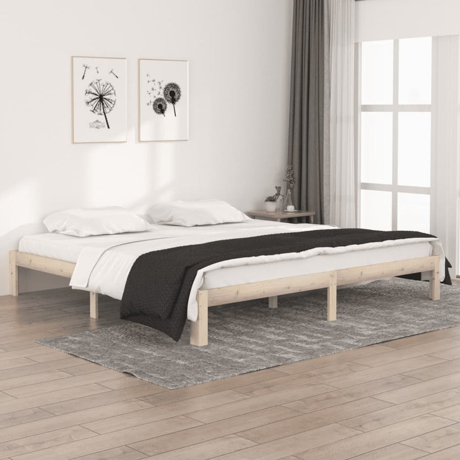 Bedframe Massief Grenenhout 200 x 200 cm Naturel