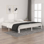 Bedframe massief grenenhout wit 200x200 cm