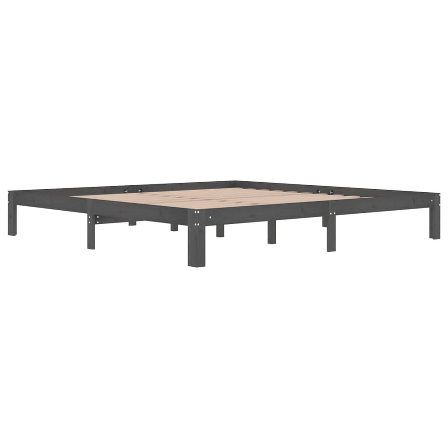 Bedframe Massief Grenenhout 200 x 200 cm Grijs