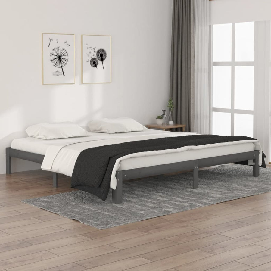 Bedframe Massief Grenenhout 200 x 200 cm Grijs