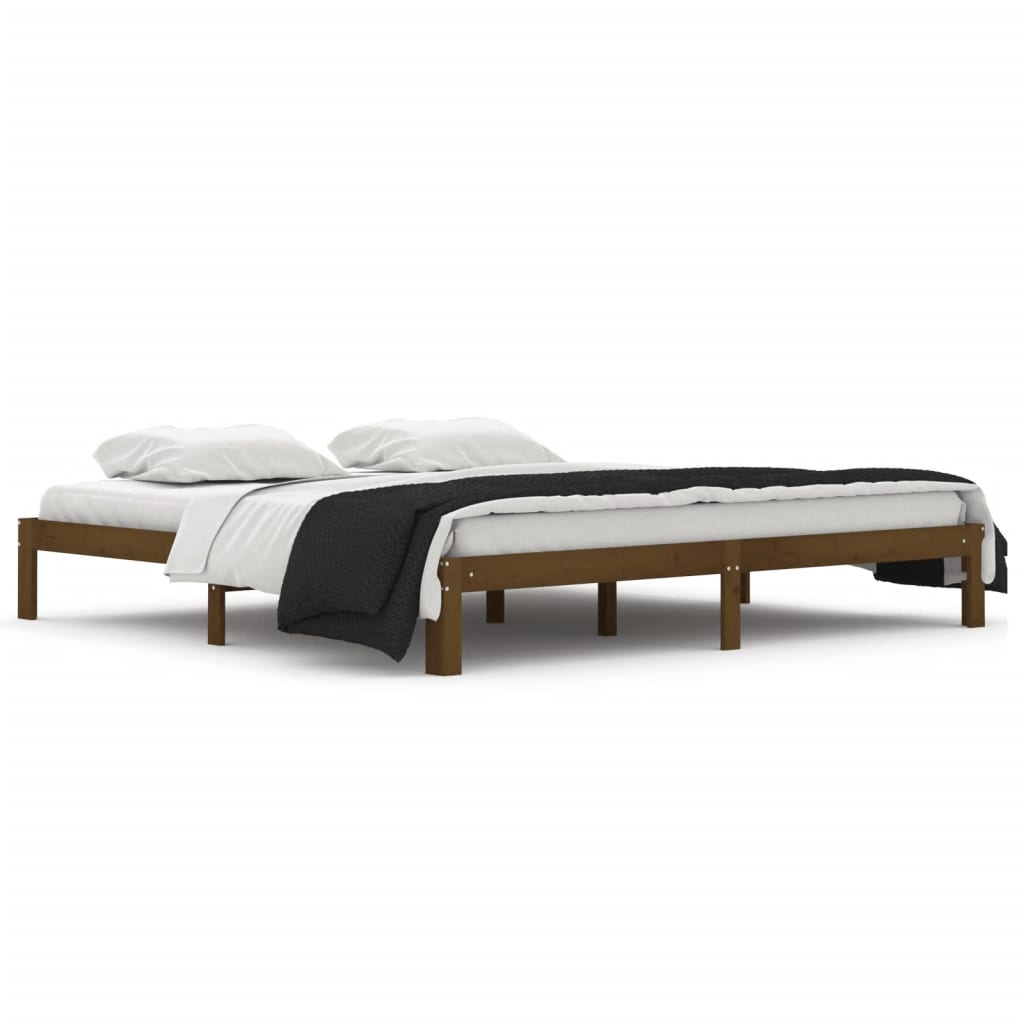 Bedframe Massief Grenenhout 200 x 200 cm Honingbruin