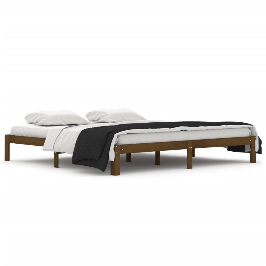 Bedframe Massief Grenenhout 200 x 200 cm Honingbruin