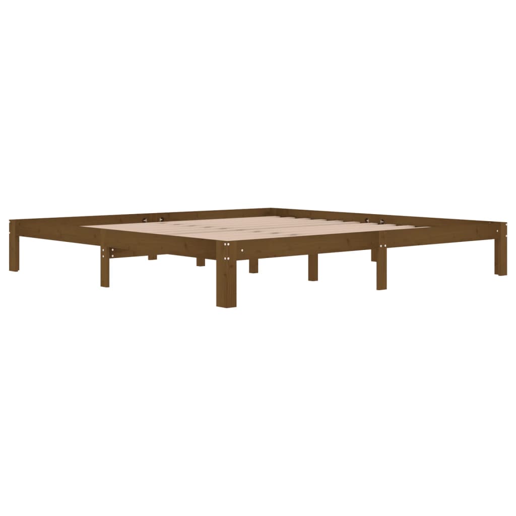 Bedframe Massief Grenenhout 200 x 200 cm Honingbruin