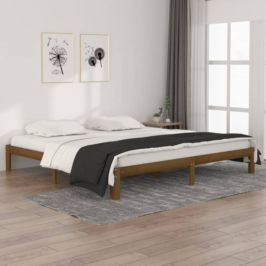 Bedframe Massief Grenenhout 200 x 200 cm Honingbruin