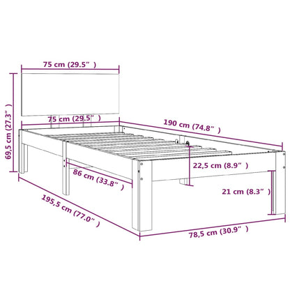 Bedframe Massief Hout Small Single 75 x 190 cm Naturel