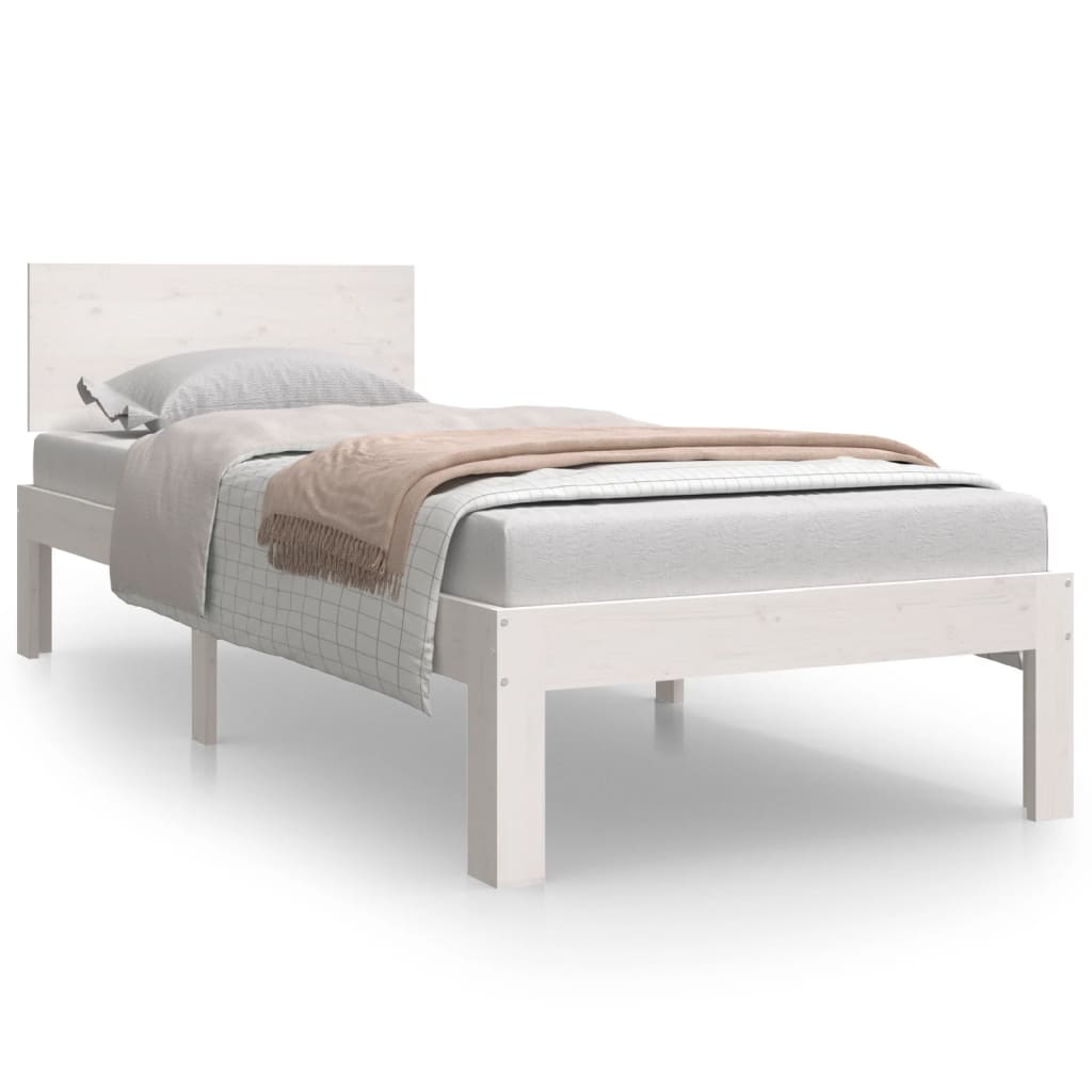 Bedframe Massief Hout 75 x 190 cm Wit
