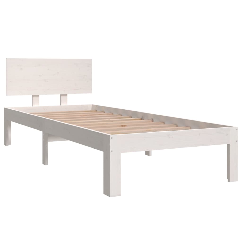 Bedframe Massief Hout 75 x 190 cm Wit