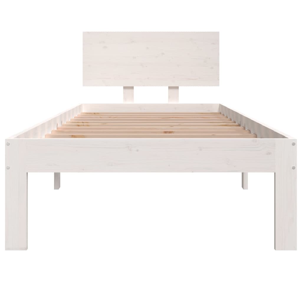 Bedframe Massief Hout 75 x 190 cm Wit