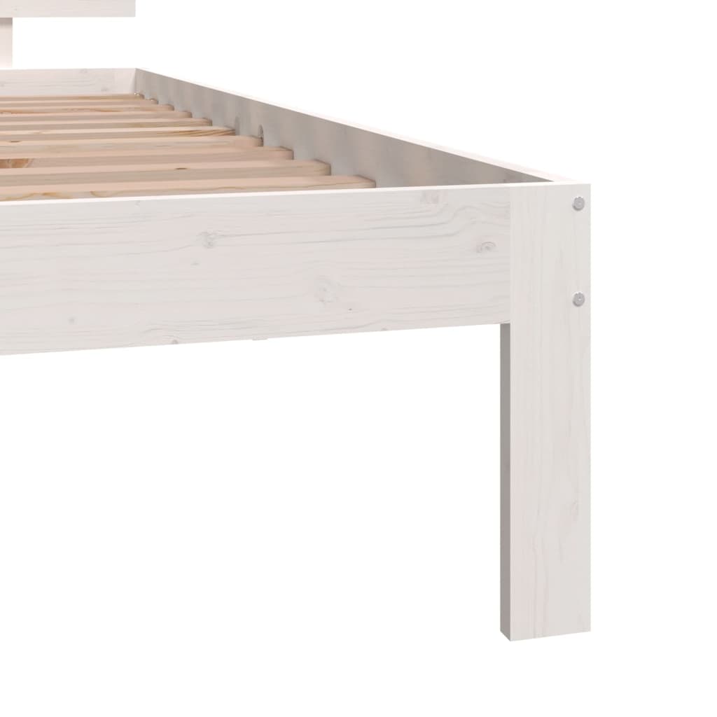 Bedframe Massief Hout 75 x 190 cm Wit