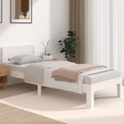 Bedframe massief grenenhout wit 75x190 cm