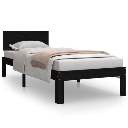 Bedframe Massief Hout 75 x 190 cm Zwart