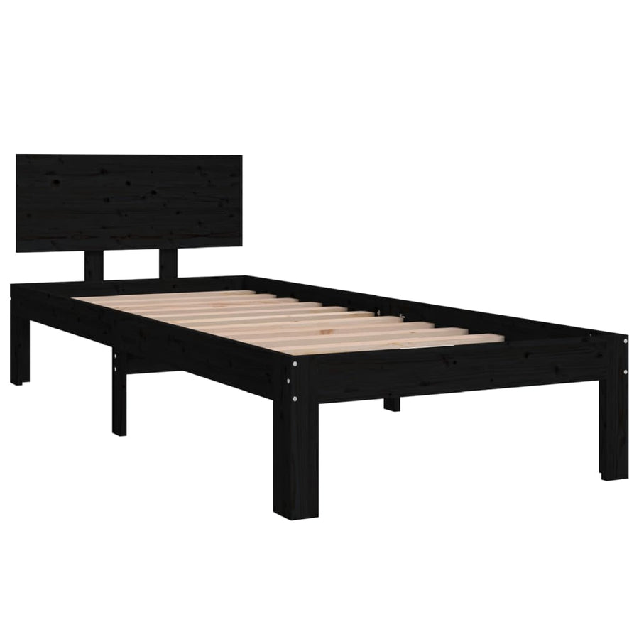 Bedframe Massief Hout 75 x 190 cm Zwart