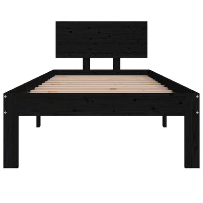 Bedframe Massief Hout 75 x 190 cm Zwart