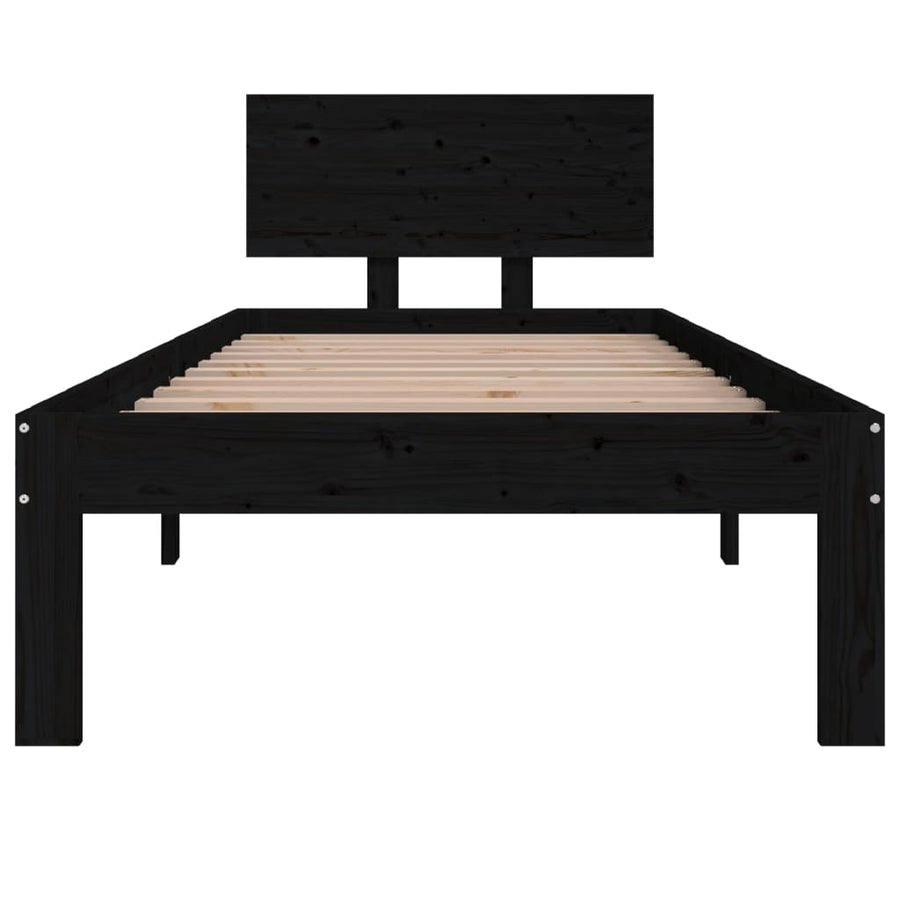 Bedframe Massief Hout 75 x 190 cm Zwart