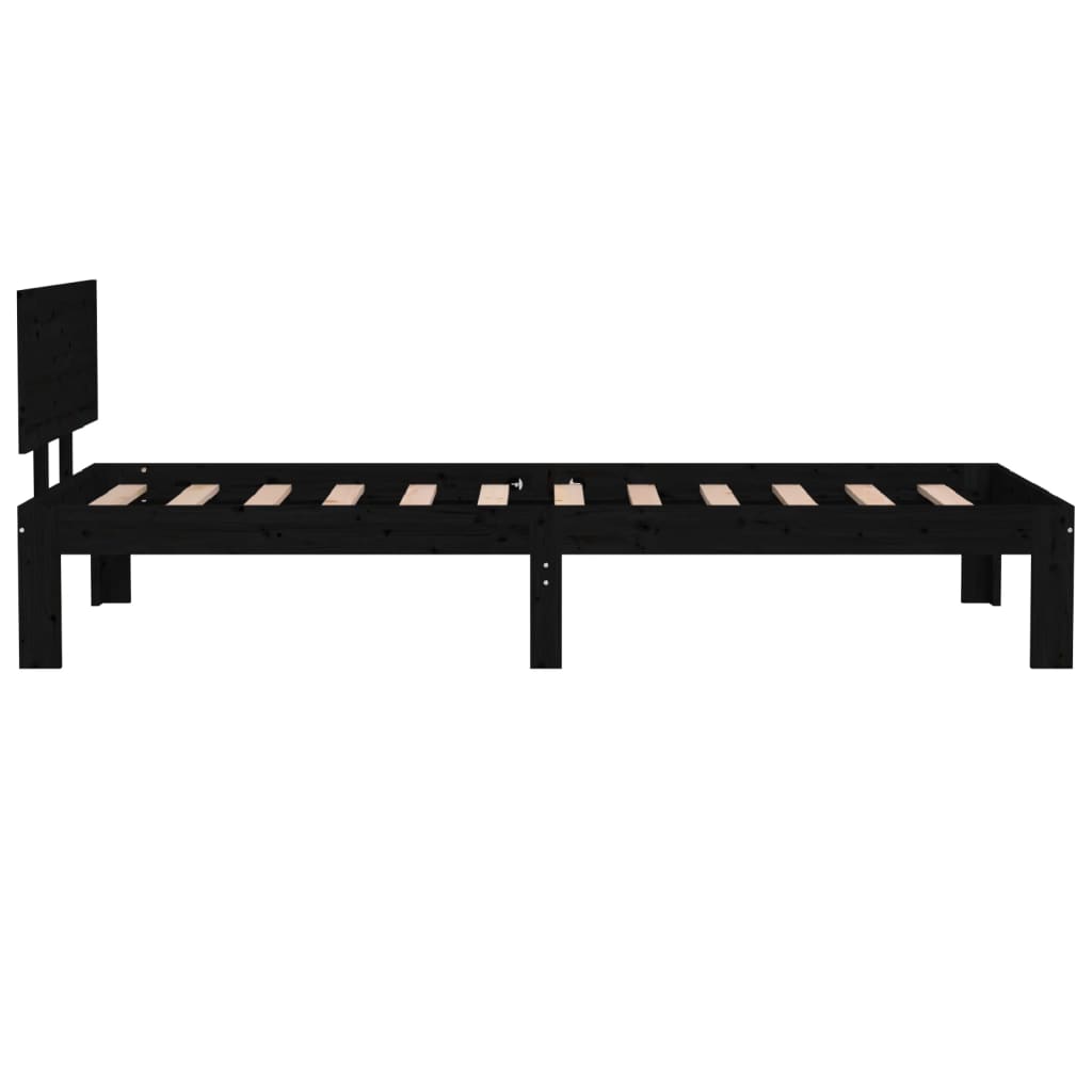 Bedframe Massief Hout 75 x 190 cm Zwart