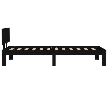 Bedframe Massief Hout 75 x 190 cm Zwart