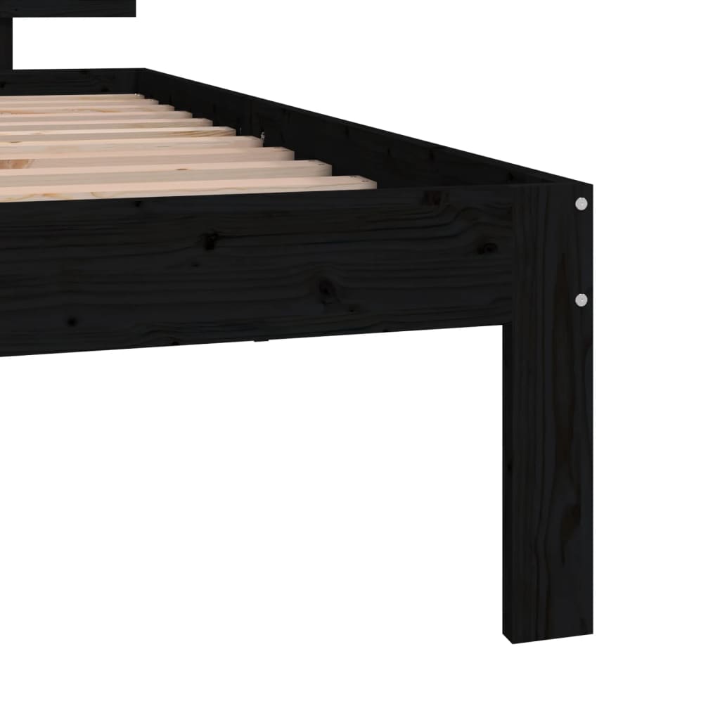 Bedframe Massief Hout 75 x 190 cm Zwart