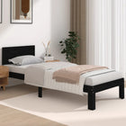 Bedframe massief grenenhout 75x190 cm zwart