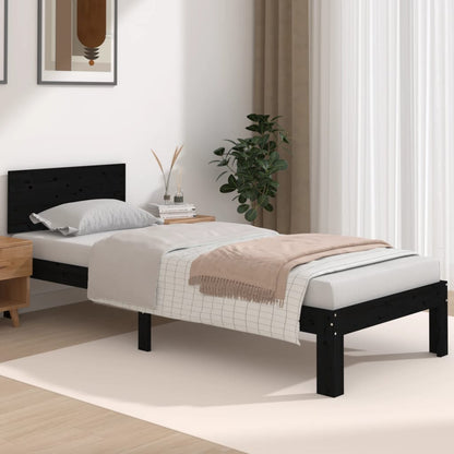Bedframe Massief Hout 75 x 190 cm Zwart