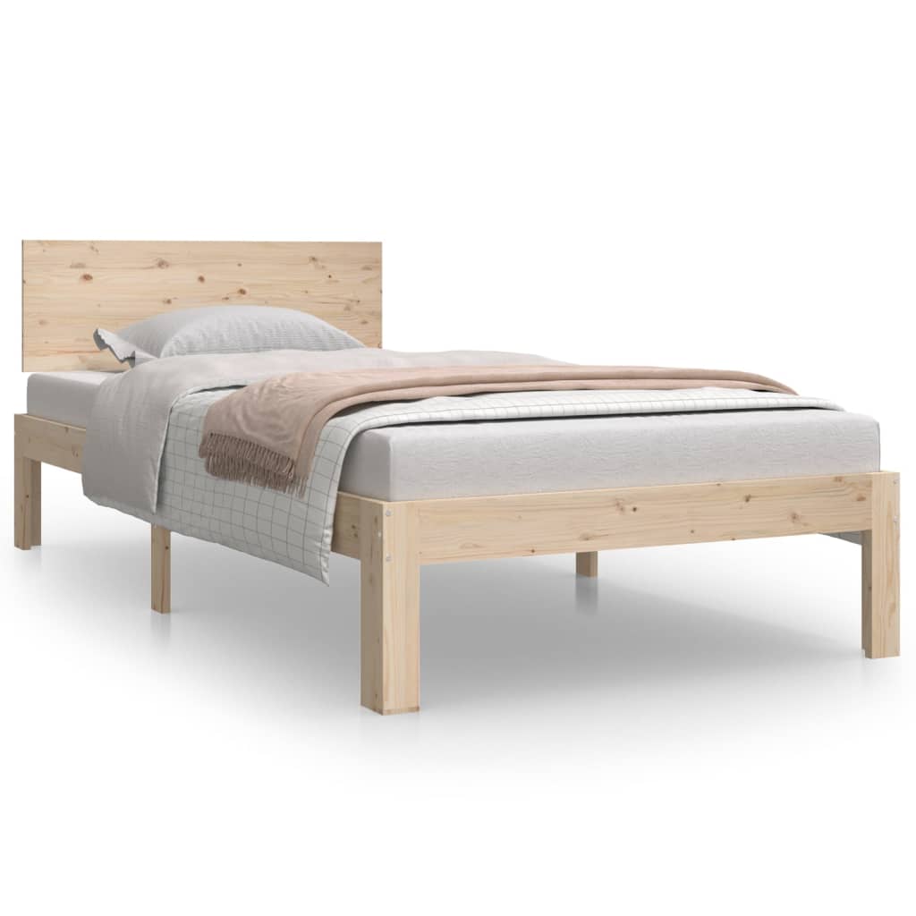 Bedframe Massief Hout Single 90 x 190 cm Naturel