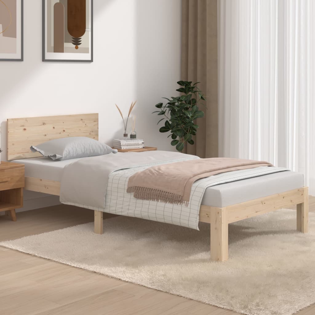Bedframe Massief Hout Single 90 x 190 cm Naturel