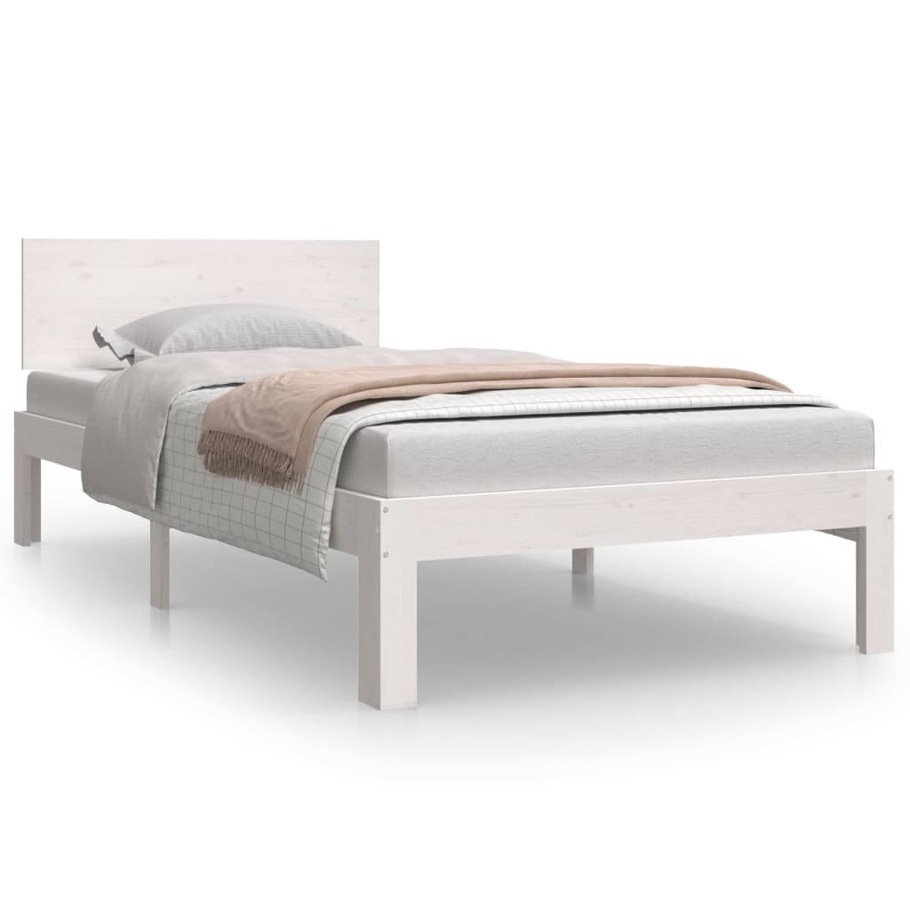 Bedframe Massief Hout Single 90 x 190 cm Wit