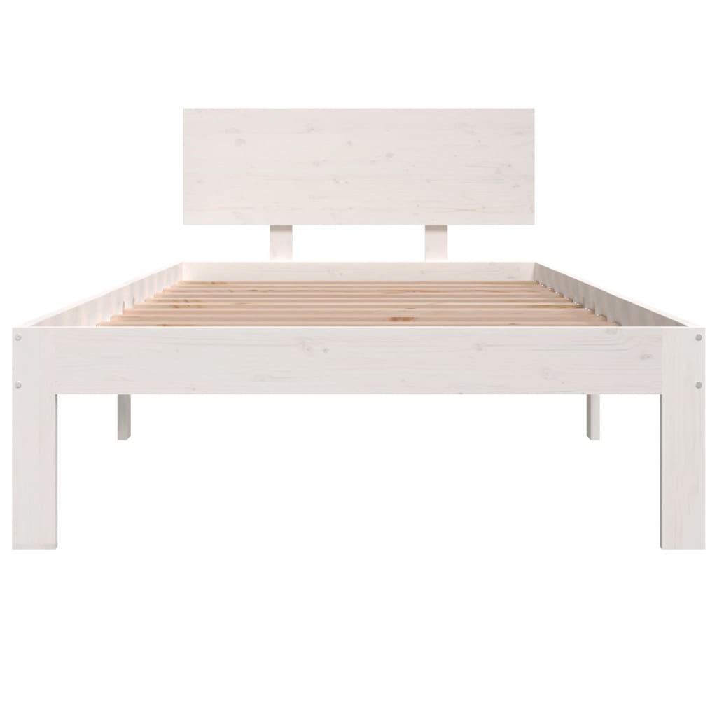 Bedframe Massief Hout Single 90 x 190 cm Wit