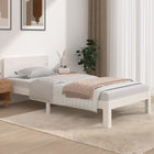 Bedframe massief grenenhout wit 90x190 cm