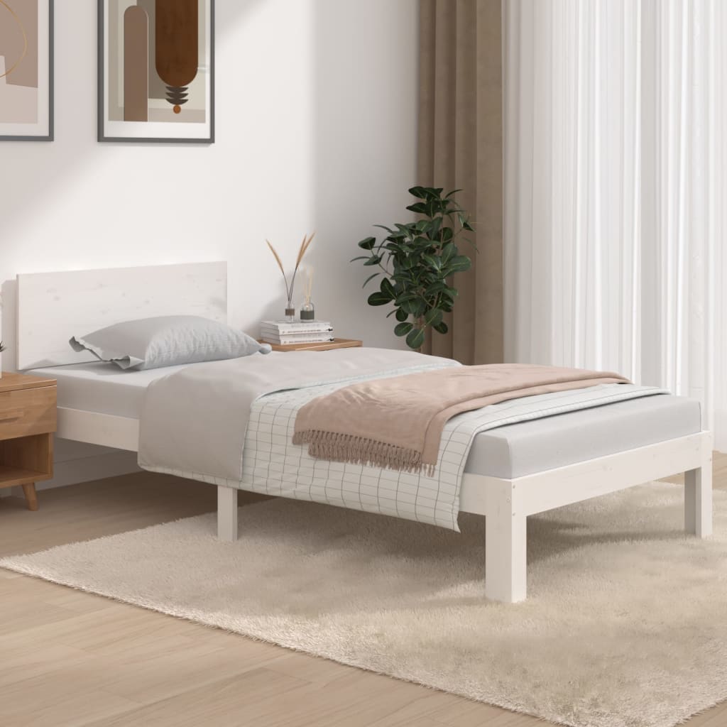 Bedframe Massief Hout Single 90 x 190 cm Wit