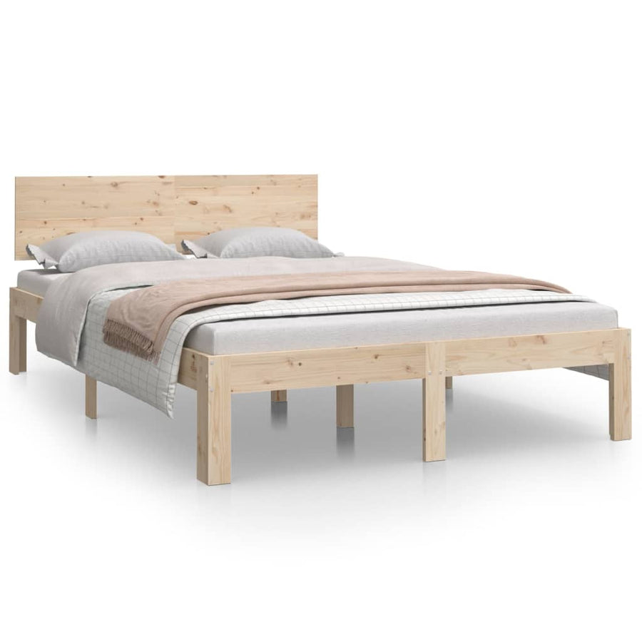 Bedframe massief hout 120x190 cm 120 x 190 cm Naturel