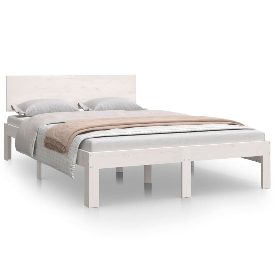 Bedframe Massief Hout 120 x 190 cm Wit