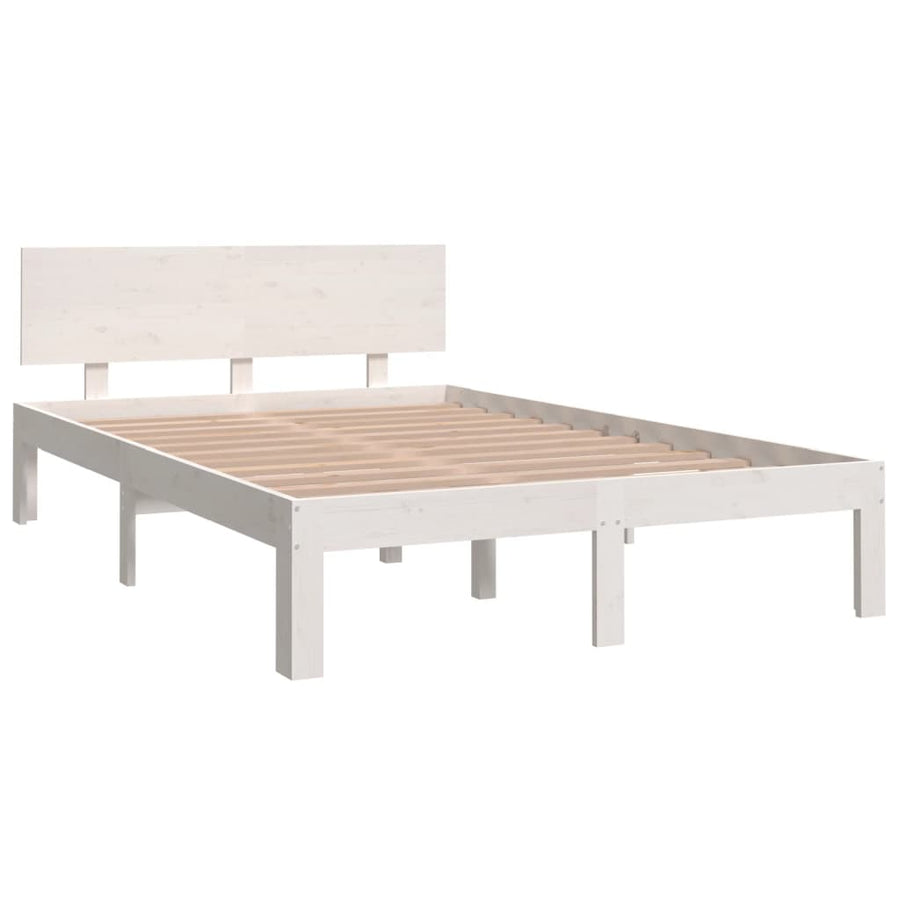 Bedframe Massief Hout 120 x 190 cm Wit