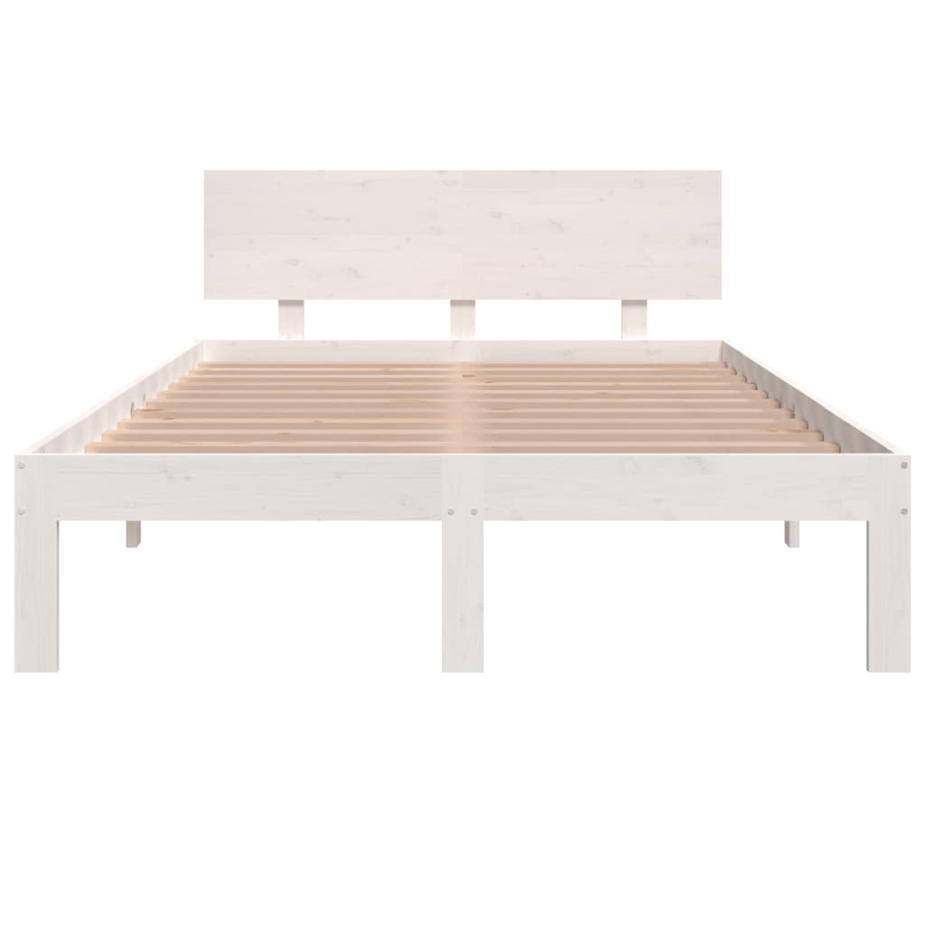 Bedframe Massief Hout 120 x 190 cm Wit