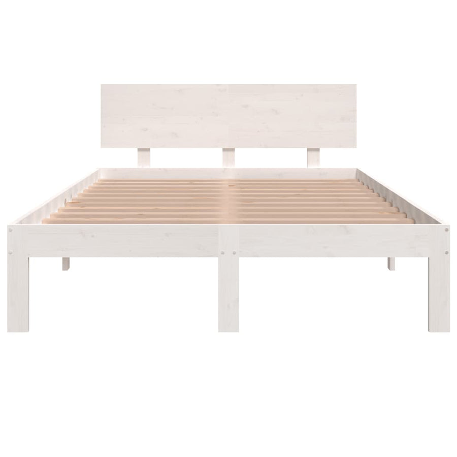 Bedframe Massief Hout 120 x 190 cm Wit