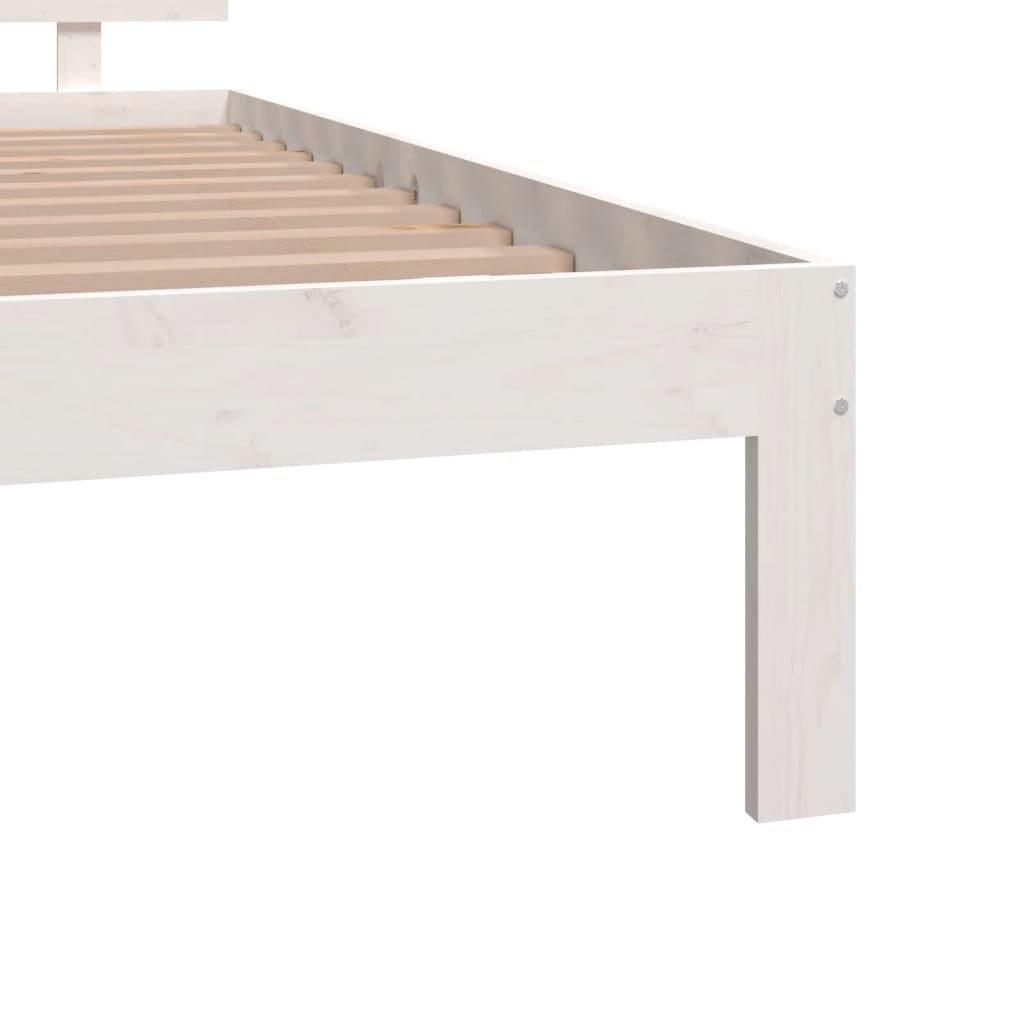 Bedframe Massief Hout 120 x 190 cm Wit