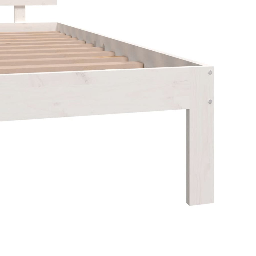 Bedframe Massief Hout 120 x 190 cm Wit