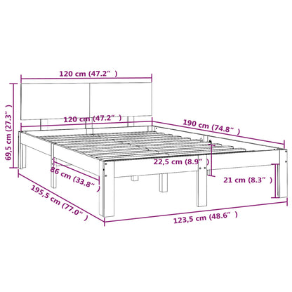 Bedframe Massief Hout 120 x 190 cm Wit