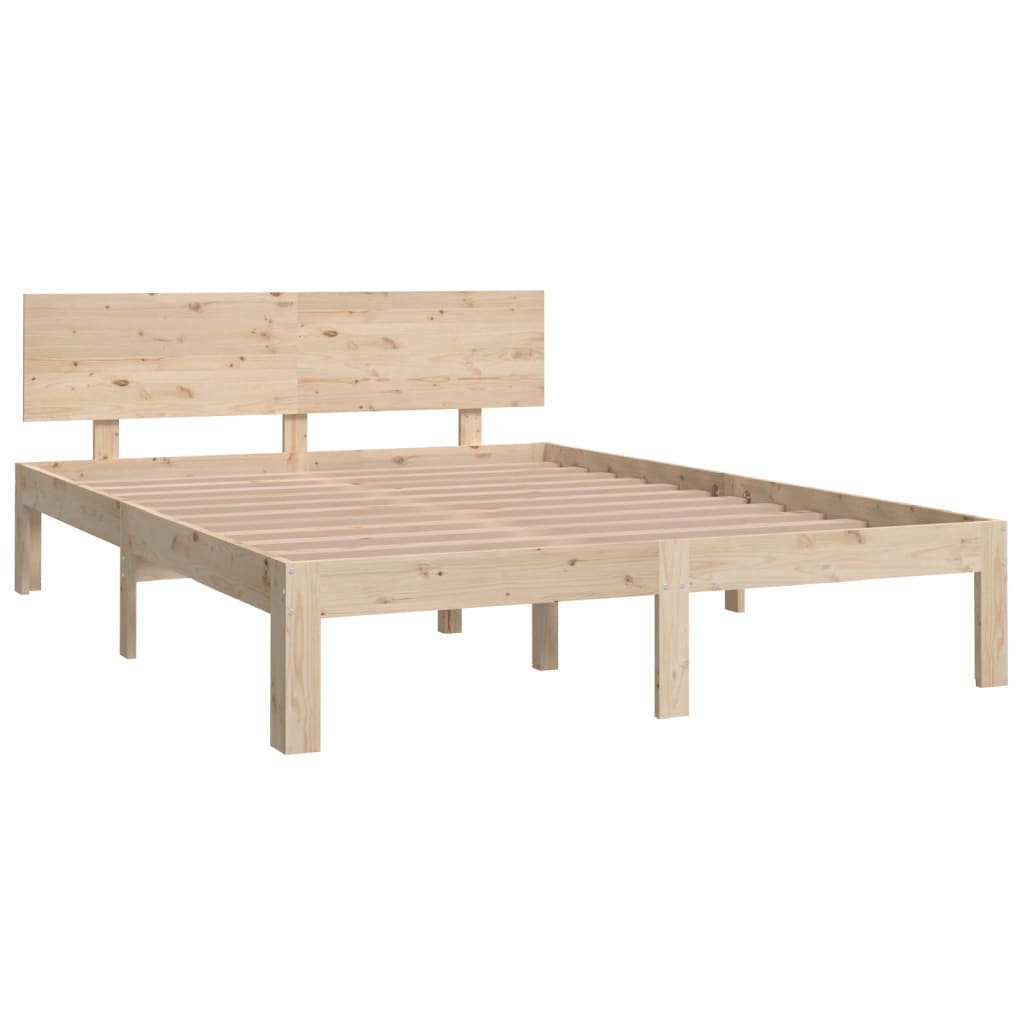 Bedframe Massief Hout Double 135 x 190 cm Naturel
