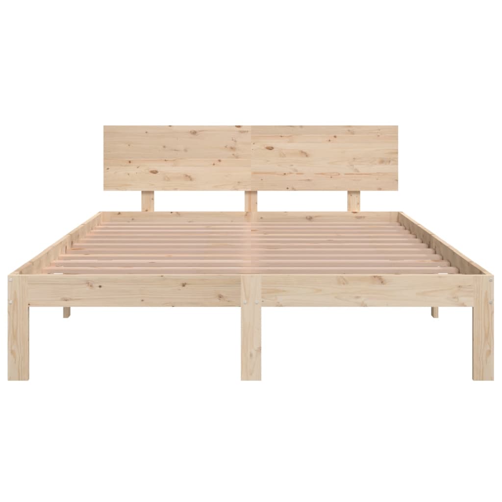 Bedframe Massief Hout Double 135 x 190 cm Naturel