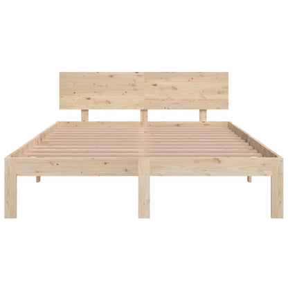 Bedframe Massief Hout Double 135 x 190 cm Naturel
