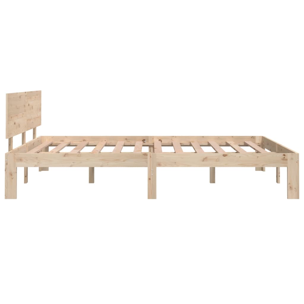 Bedframe Massief Hout Double 135 x 190 cm Naturel